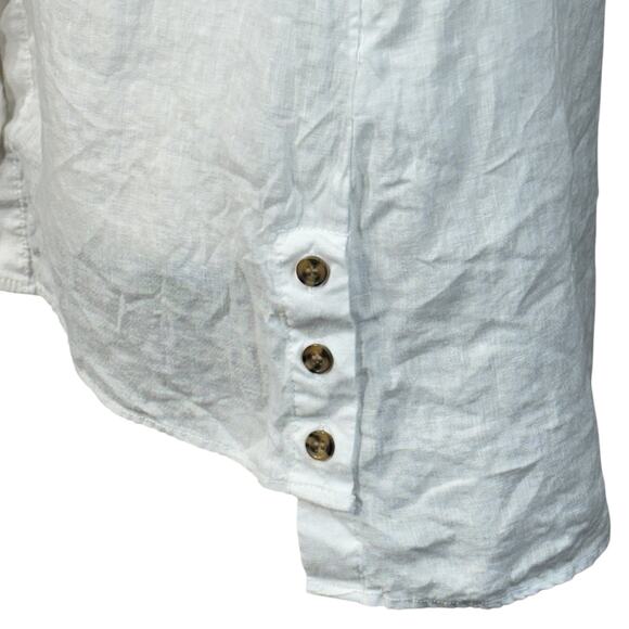 Jones & Co Medium Linen Top Button-Up Sleeveless Hi-Low Semi-Sheer Collar White - Picture 4 of 8